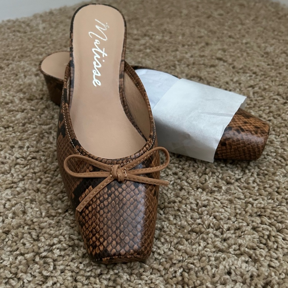 NWT Matisse Snake Print Mules- 6.5